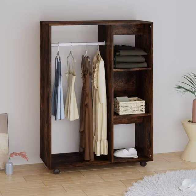 Berkfield Home Smoked Oak Wardrobe in Brown, W/D/H: 80 x 40 x 110 cm – 1