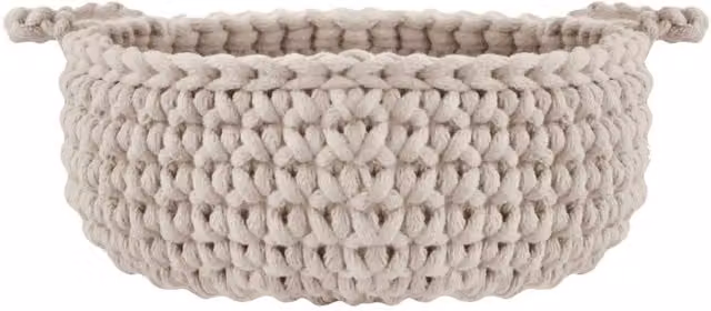 Zuri House Small Open Weave Flat Fabric Basket in Beige