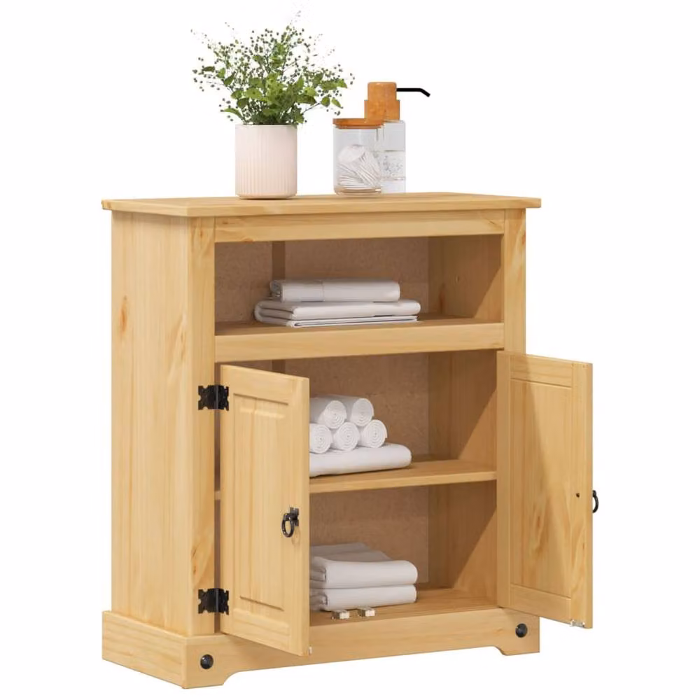 Berkfield Home Corona Bathroom Cabinet in Brown Solid Wood Pine, W/D/H: 70 x 33 x 80 cm – 2