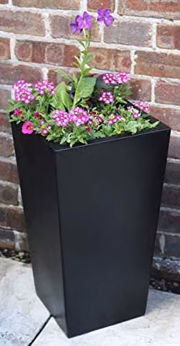 Primrose Tall Flared Square Fibreglass Planter in Matte Black, Height: 90 cm, Width: 40 cm – 2