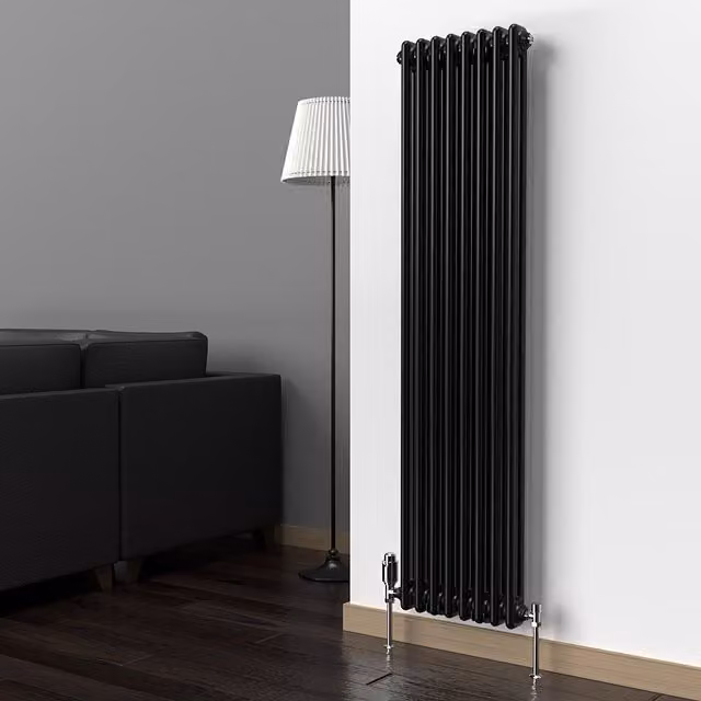 Lux Heat Vertical Coloured Column Radiator in Space Black, H 150 cm x W 38 cm