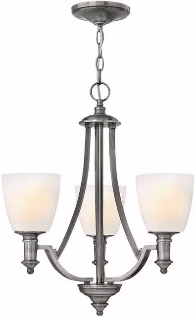 Elstead Truman 3-Light Multi Arm Chandelier in Antique Nickel Finish with Glass Details