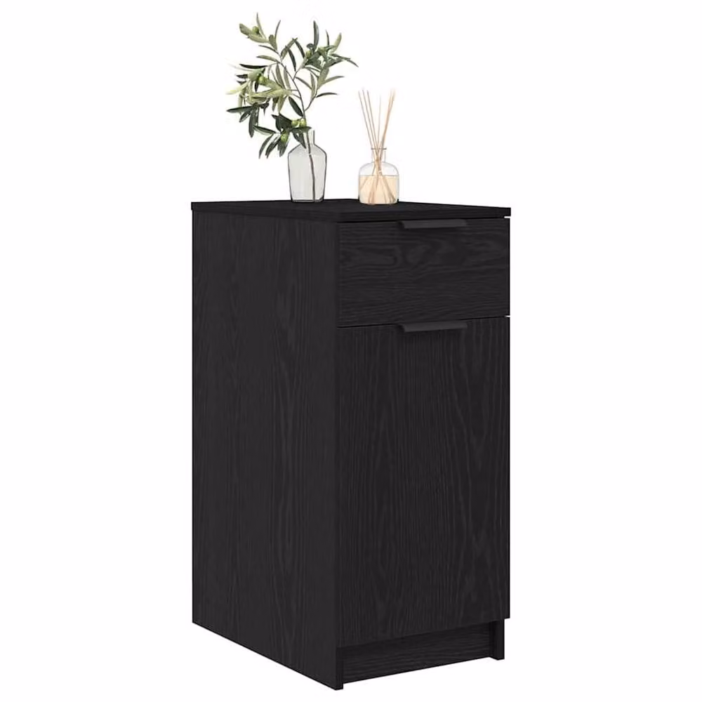 Berkfield Home Modern Desk Cabinet in Black Oak with Hinged Doors and Drawers, W/D/H: 33 x 50 x 75 cm – 3