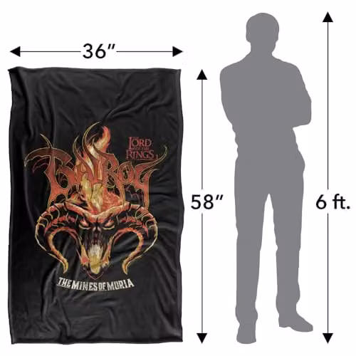 Warner Bros. Lord of the Rings Moria Balrog Flames Super Soft Fleece Throw Blanket, Multicolour, W/D/H: 91 x 36 x 147 cm – 4