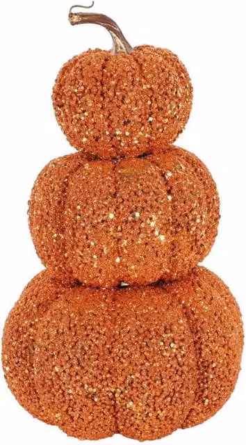 KDMD Orange Beaded 3 Pumpkin Stack Tabletop Decoration, Height: 34 cm