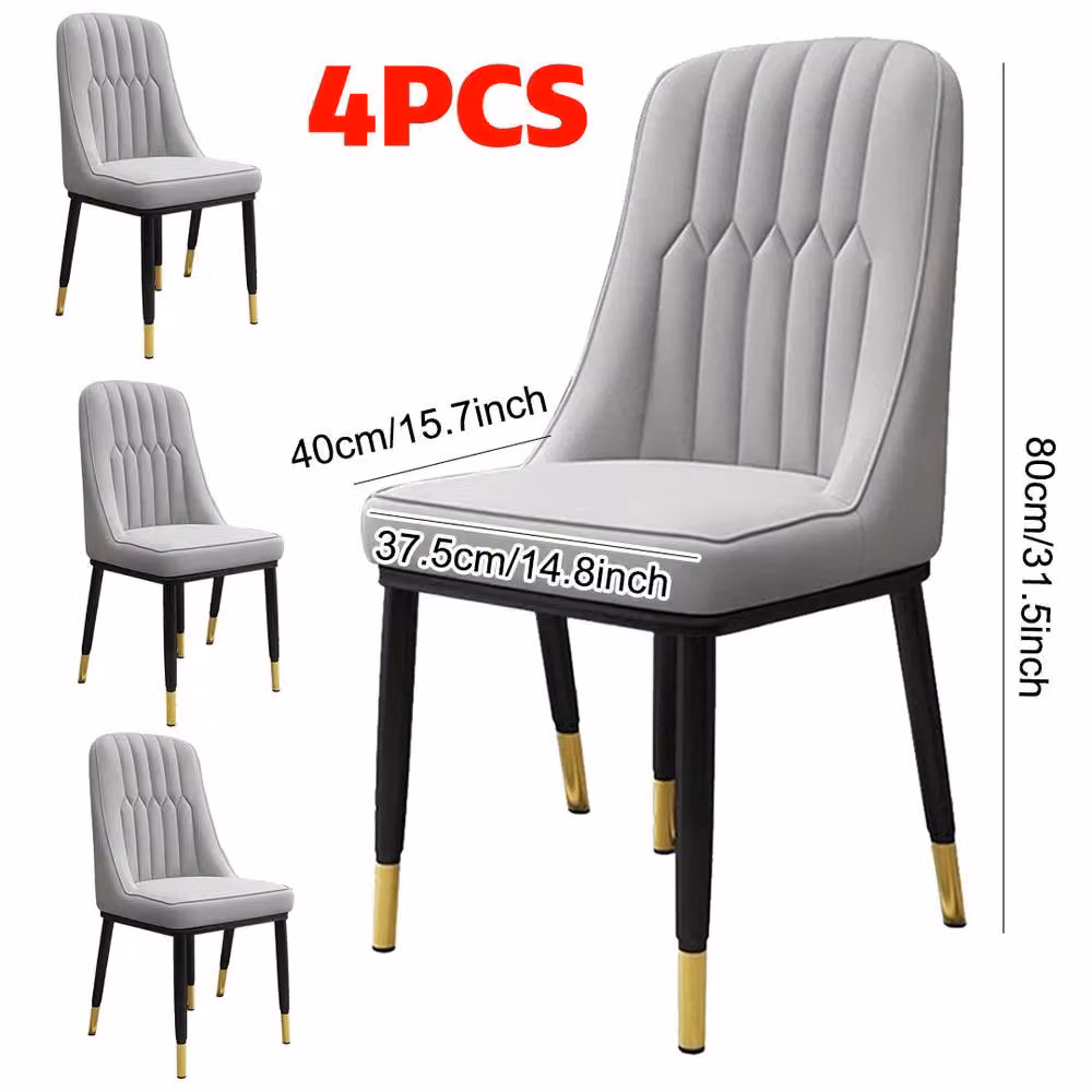 FORGEVIO Ventryn Set of 4 Modern Dining Chairs in Grey with Metal Legs and Synthetic Leather Padding – 2
