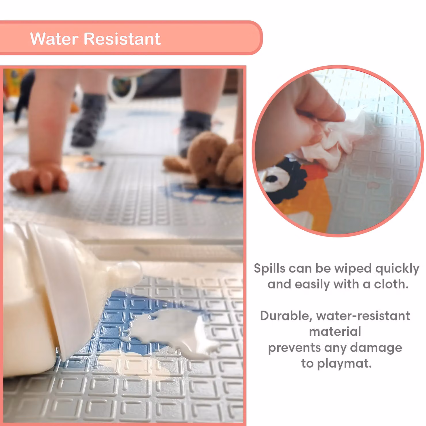 KandyToys Foldable Waterproof Baby Play Mat, White, W/D: 120 x 90 cm – 4