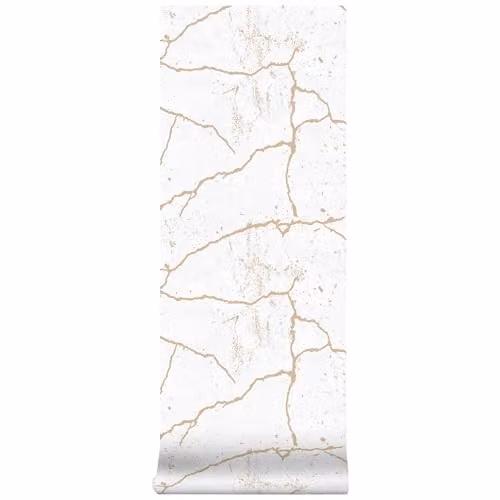 Superfresco Easy Gold Kintsugi Abstract Wallpaper in Gold and White, Paste the Wall, Dry Strippable