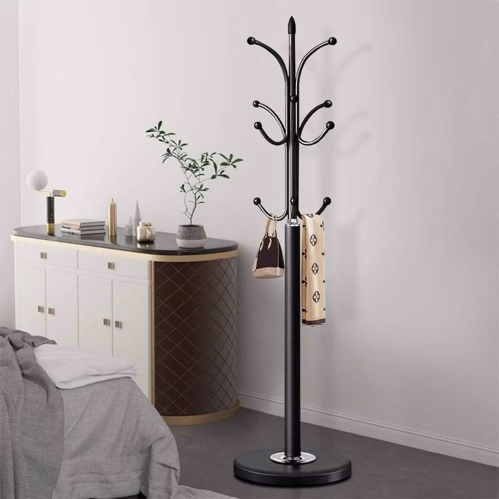 FORGEVIO Metal Coat Hanger and Hat Stand Freestanding Storage Rack in Matt Black – 4