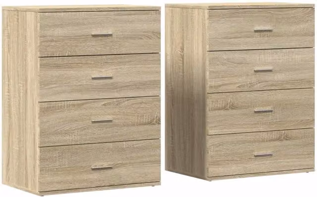 Berkfield Home Set of 2 Modern Sideboards in Light Oak, W/D/H: 60 x 39 x 80 cm