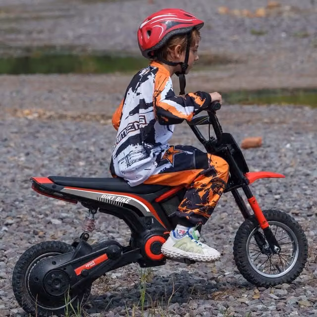 HOMCOM 24V Kids Electric Motorbike with Twist Grip Throttle, Music and Horn, Red