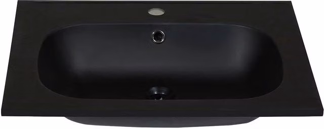 OKIWA Recessed Stone-Effect Resin Basin in Black, W: 60 cm, D: 46 cm, H: 14.5 cm – 1