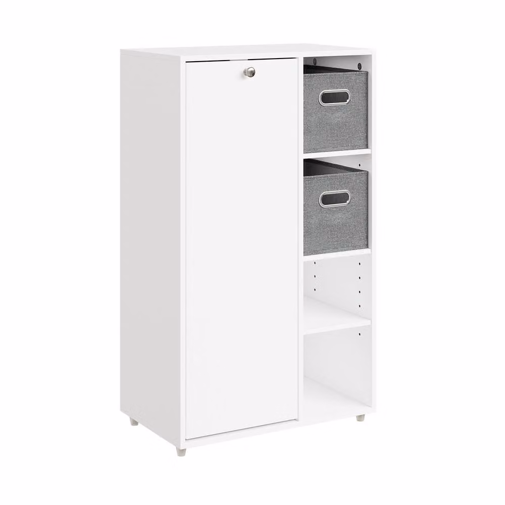 SoBuy Modern White Matt Freestanding Bathroom Cabinet with Hinged Doors, Internal Shelves and Hanging Rod – 2