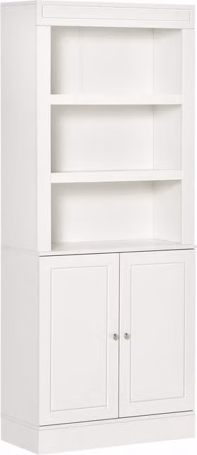 HOMCOM White Kitchen Storage Cabinet with 6-Tier Shelving, Double Doors and 3 Open Compartments, H: 182.5 cm, W: 74.6 cm