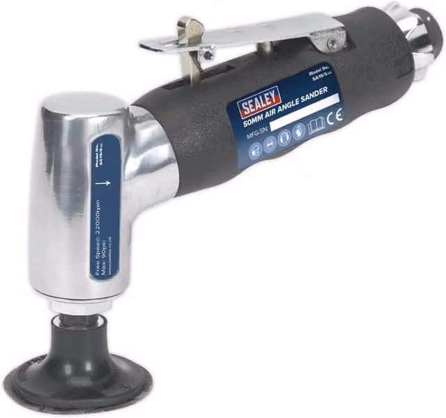 3M Loops 50mm AIR Angle Detail Sander with 1/4 inch BSP, Variable Speed and Mini 3M Backing Pad in Silver and Multicolour
