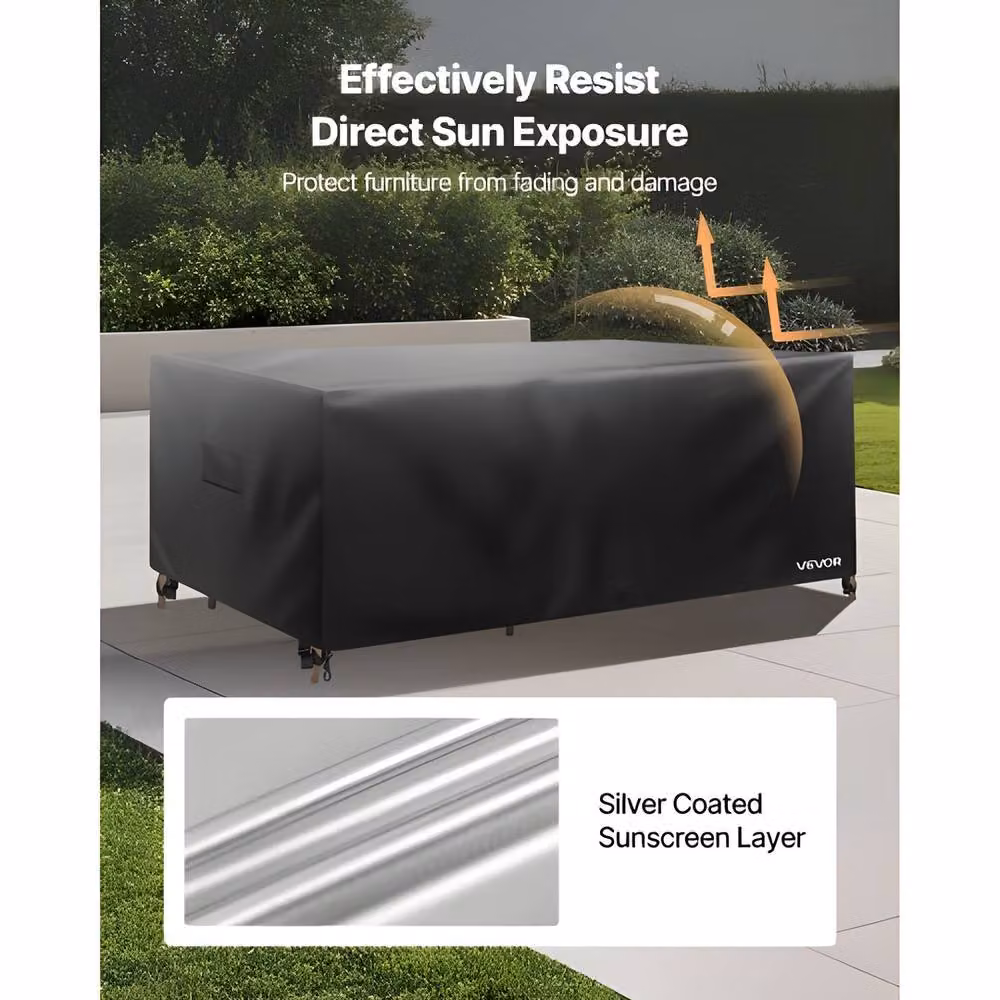 VEVOR Heavy Duty Waterproof Corner Sofa Patio Furniture Cover in Black – 6