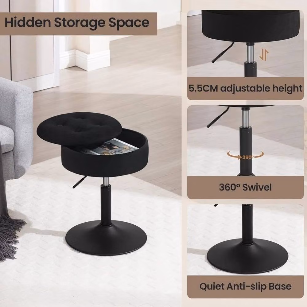 FORGEVIO Set of 2 Height Adjustable Black Bar Stools with Metal Frame and Removable Cover – 5