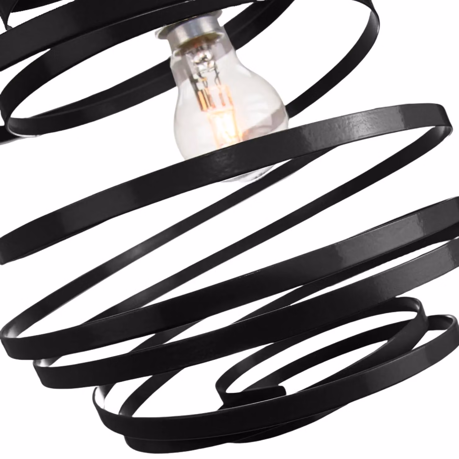 Happy Homewares Gloss Metal Double Ribbon Spiral Swirl Ceiling Light Pendant in Black – 2