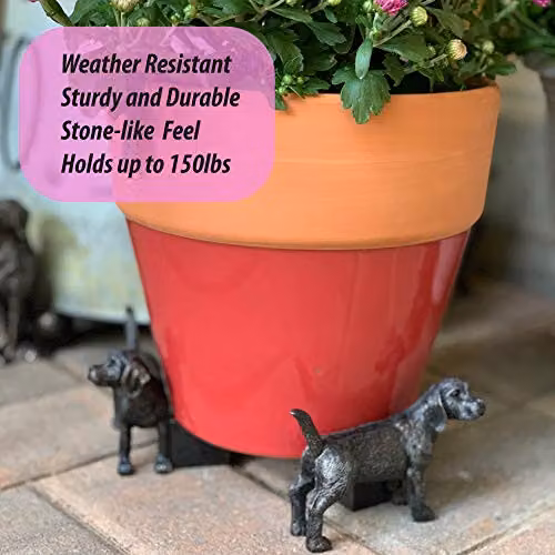Jardinopia Beagle Plant Pot Feet, Set of 3, Bronze, W: 10.5 cm, D: 8.5 cm, H: 7.5 cm – 3