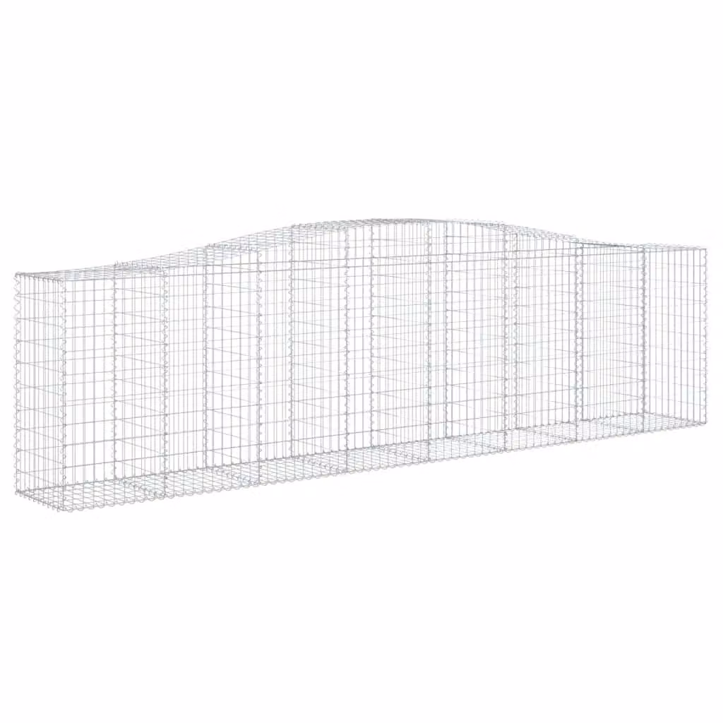 Berkfield Home Arched Gabion Basket in Silver Galvanised Steel, W: 400 cm, D: 50 cm, H: 100-120 cm – 2
