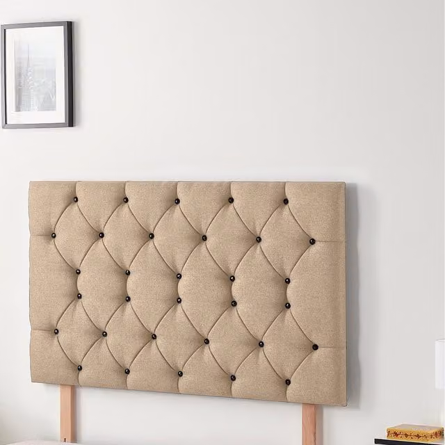 Somnior Beds Ltd Savoy Plush Velvet Single Divan Headboard in Beige