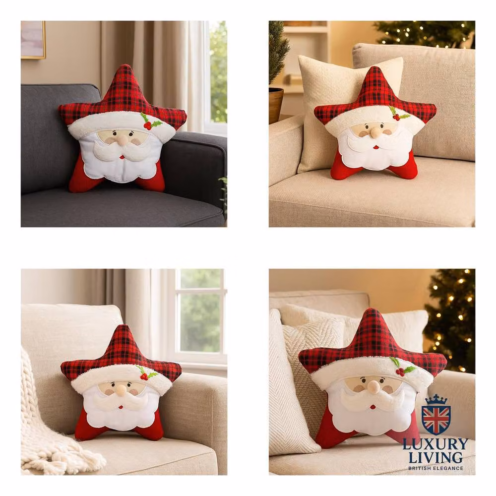 Luxor Living Red Star-Shaped Christmas Cushion, W/D/H: 45 x 45 x 1 cm – 4