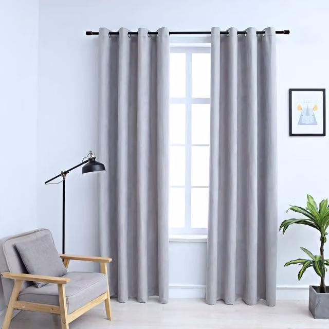 Berkfield Home Grey Blackout Curtains with Eyelets, 2 Pack, W: 140 cm, H: 245 cm