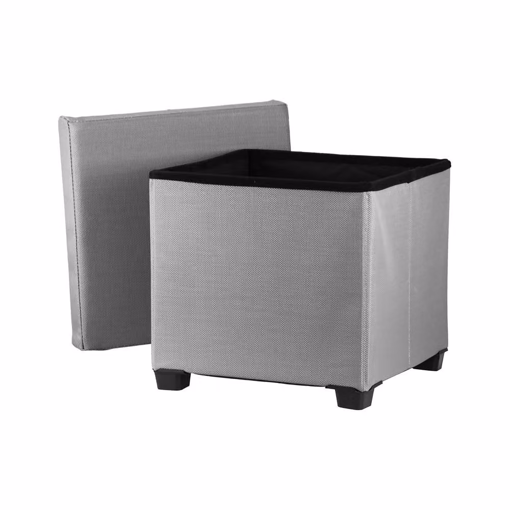 Simpa Folding Storage Ottoman Foot Rest Stool in Light Grey – 2