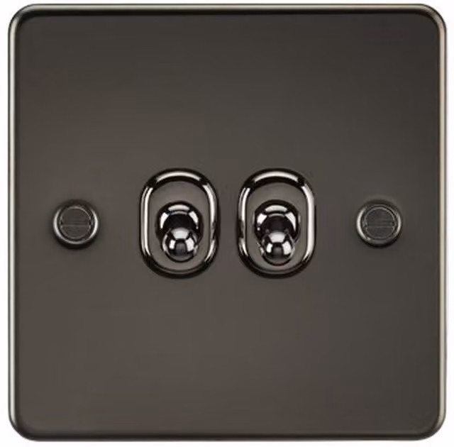 Knightsbridge Flat Plate 2-Way Toggle Switch in Grey Metal