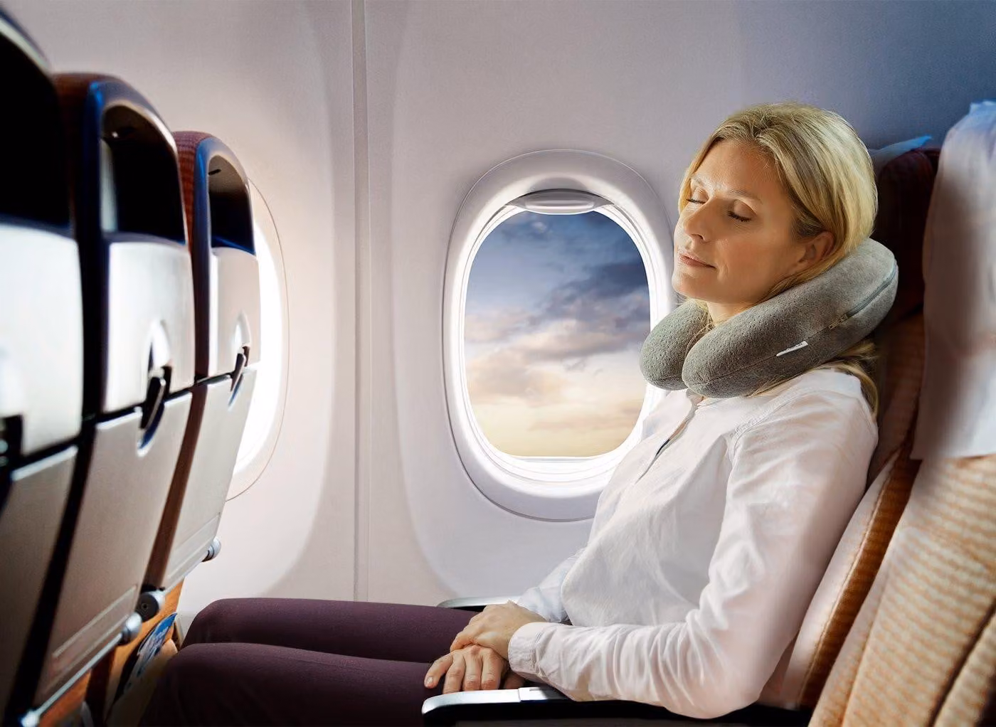 Tempur Transit Contoured Memory Foam Travel Pillow in Grey with Removable Washable Cover