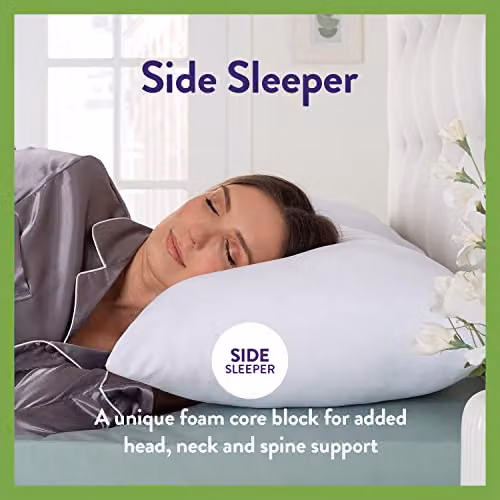 Slumberdown 2 Pack Anti Allergy Super Support Firm Side Sleeper Pillows, White, W: 48 cm, H: 74 cm – 4