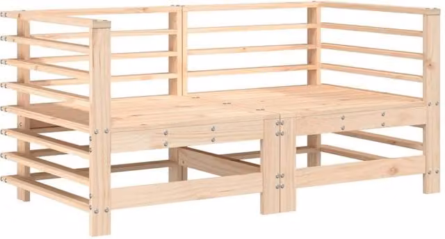 Berkfield Home 2-Piece L-Shape Garden Corner Sofa Set in Light Tan Solid Pine Wood