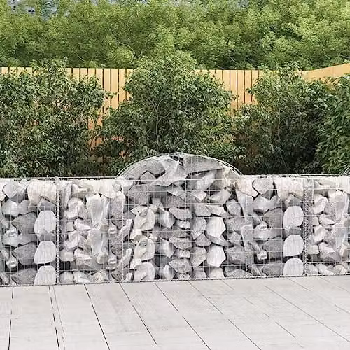 vidaXL 11-Piece Arched Gabion Baskets in Silver Galvanised Steel, W: 200 cm, D: 50 cm, H: 80/100 cm – 2
