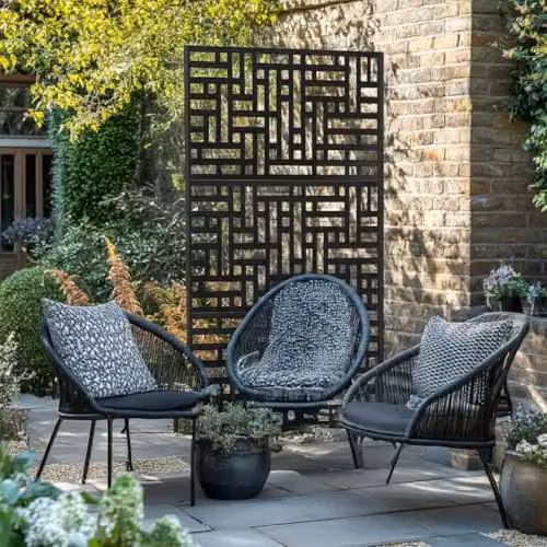 Nicoman Black Metal Outdoor Privacy Screen and Freestanding Paravent, W/H: 90 x 180 cm – 4
