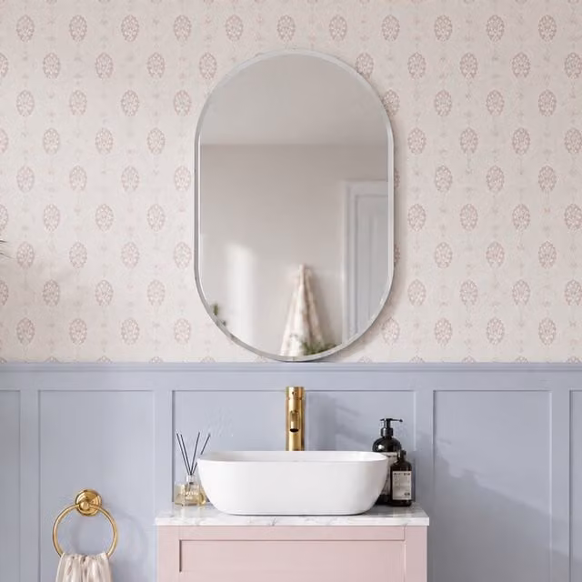 Lincoln Large Oval Frameless Bathroom Mirror in Silver, W: 70.0 cm, H: 50.0 cm