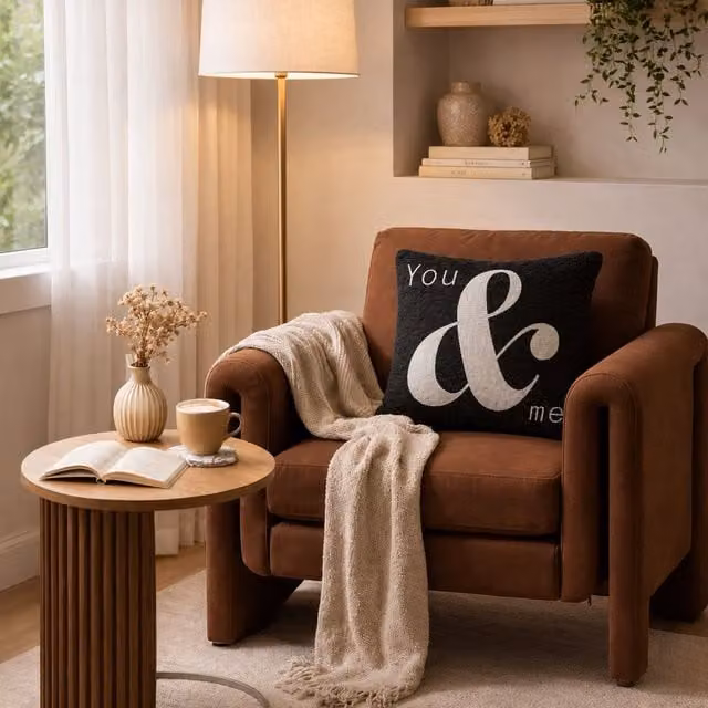 Orsina You & Me Graphic Chenille Cushion in Black and White, W/D/H: 45 x 45 x 14 cm – 3