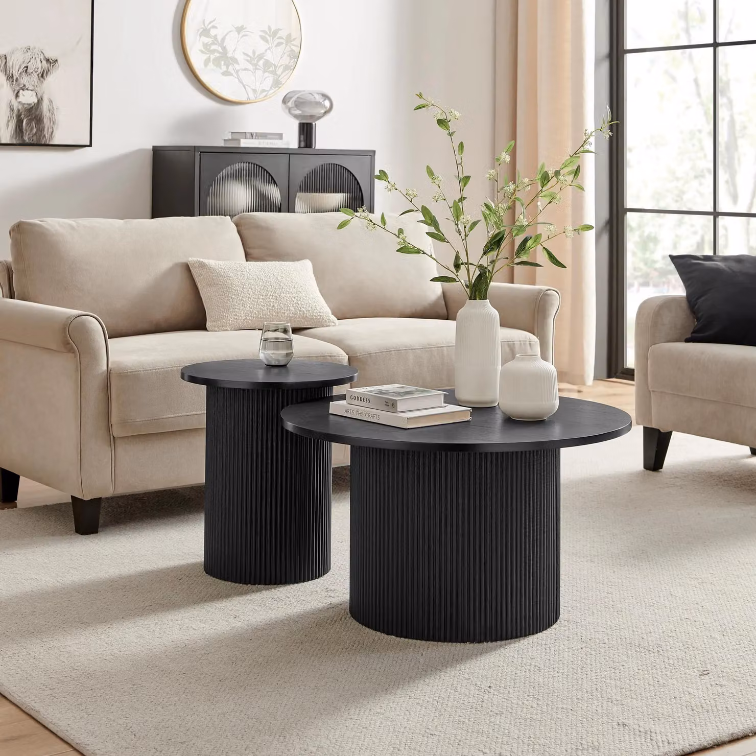 FurnitureboxUK Penrose Round Wood Effect Side Table in Black – 5