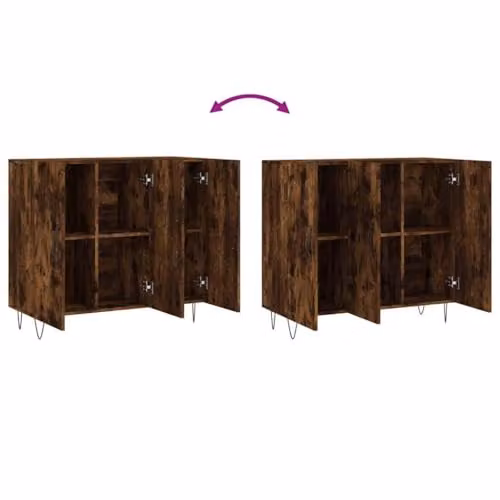 vidaXL Modern Sideboard in Brown Smoked Oak, W/D/H: 90 x 34 x 80 cm – 4