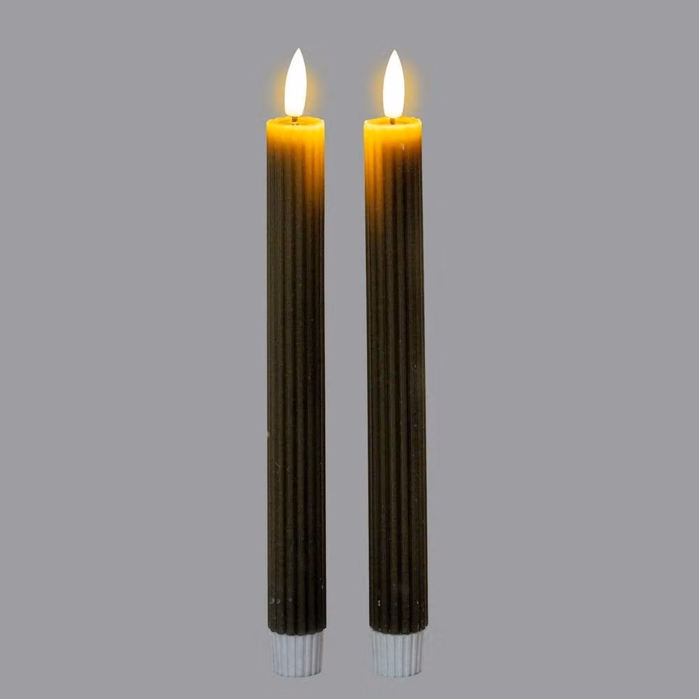 Lemon Pavilion Furniture and Decor Grey Ribbed Taper Candles, W2 x D2 x H24 cm