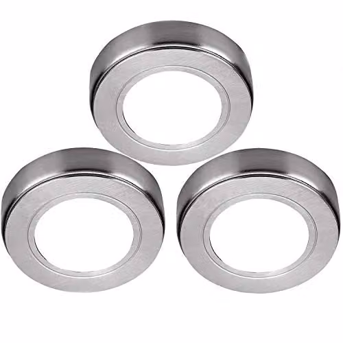 Loops 3 Pack Warm White LED Under Cabinet Spot Lights with Driver Kit in Silver Stainless Steel – 1