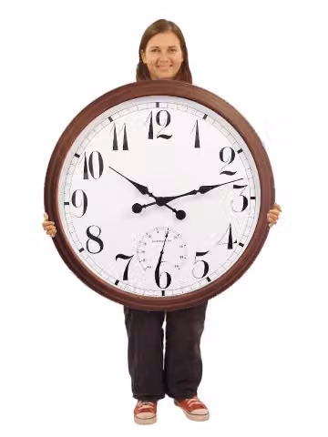 Primrose Big Time Round Outdoor Garden Clock with Thermometer in Brown Metal, Diameter: 90 cm – 4