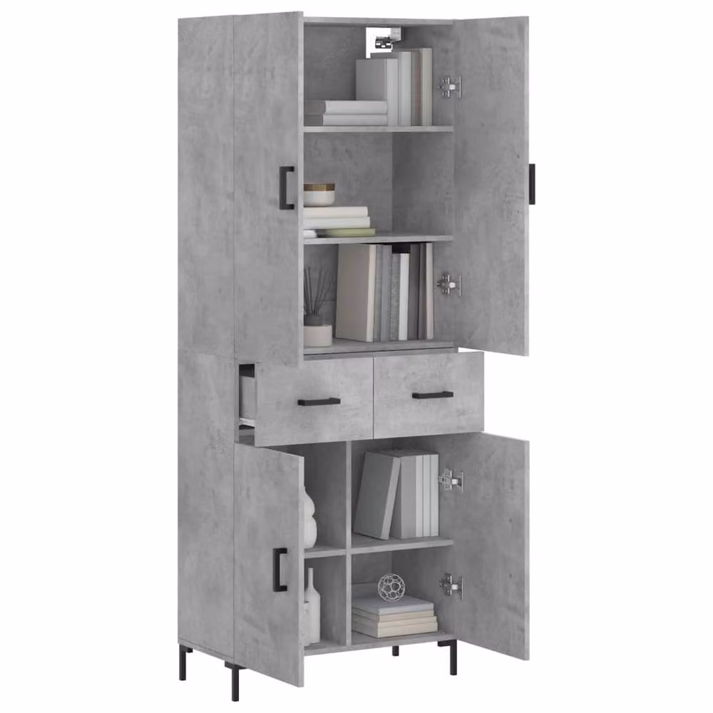 Berkfield Home Highboard in Concrete Grey, W: 69.5 cm, D: 34 cm, H: 180 cm – 3