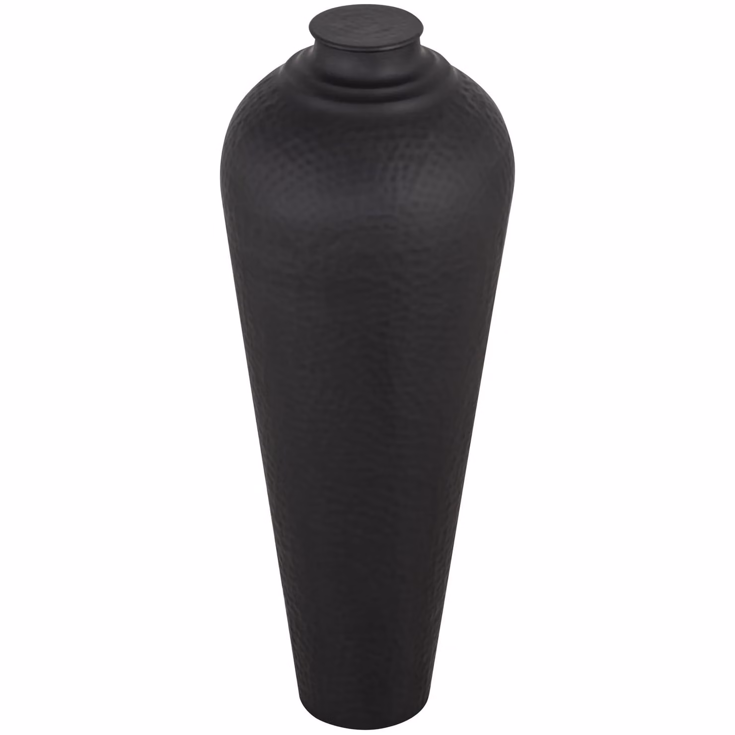 Love Lace Modern Hammered Metal Vase with Lid in Matt Black