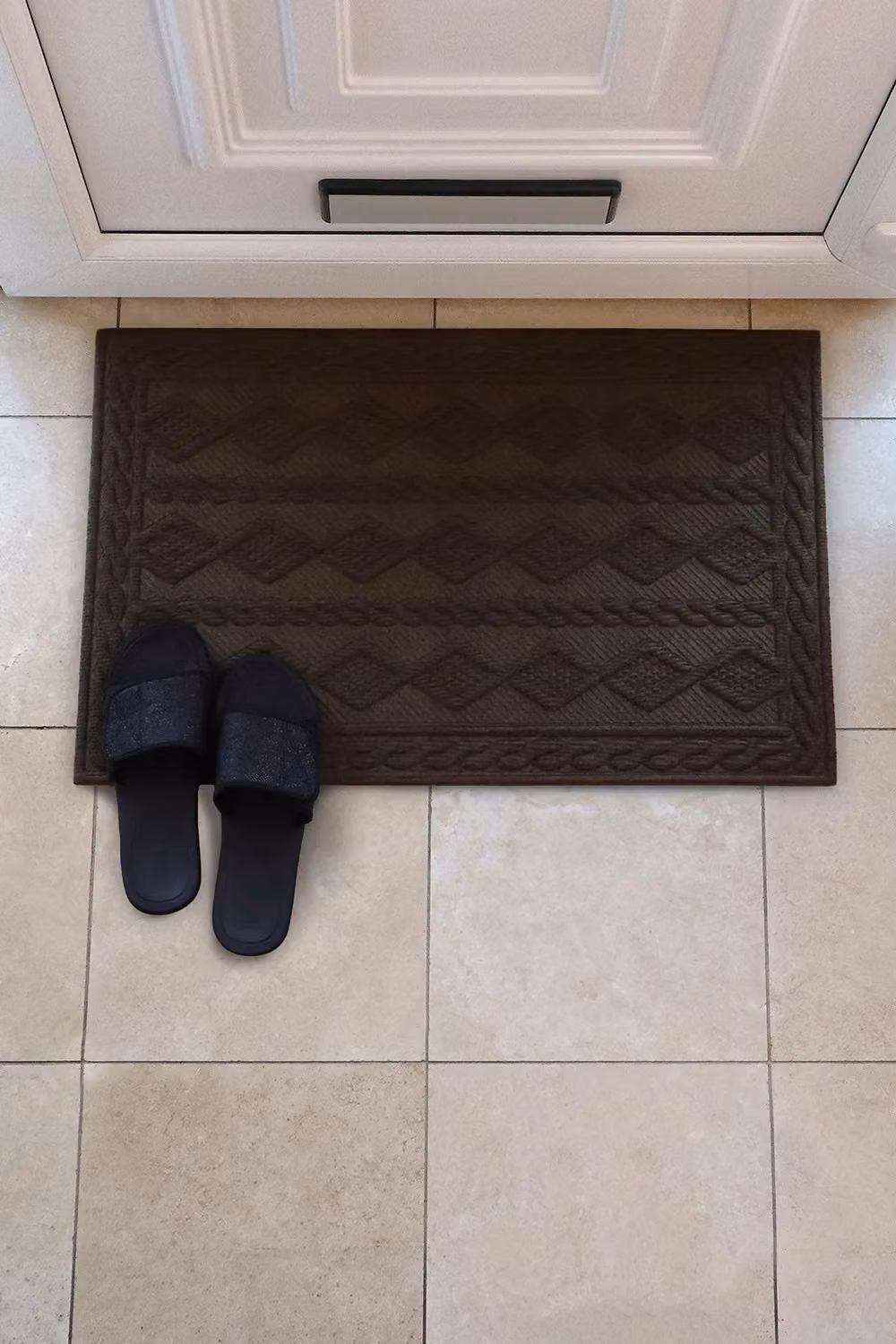 JVL Knit Rubber Backed Indoor Doormat, Brown, W: 45 cm, D: 75 cm – 2