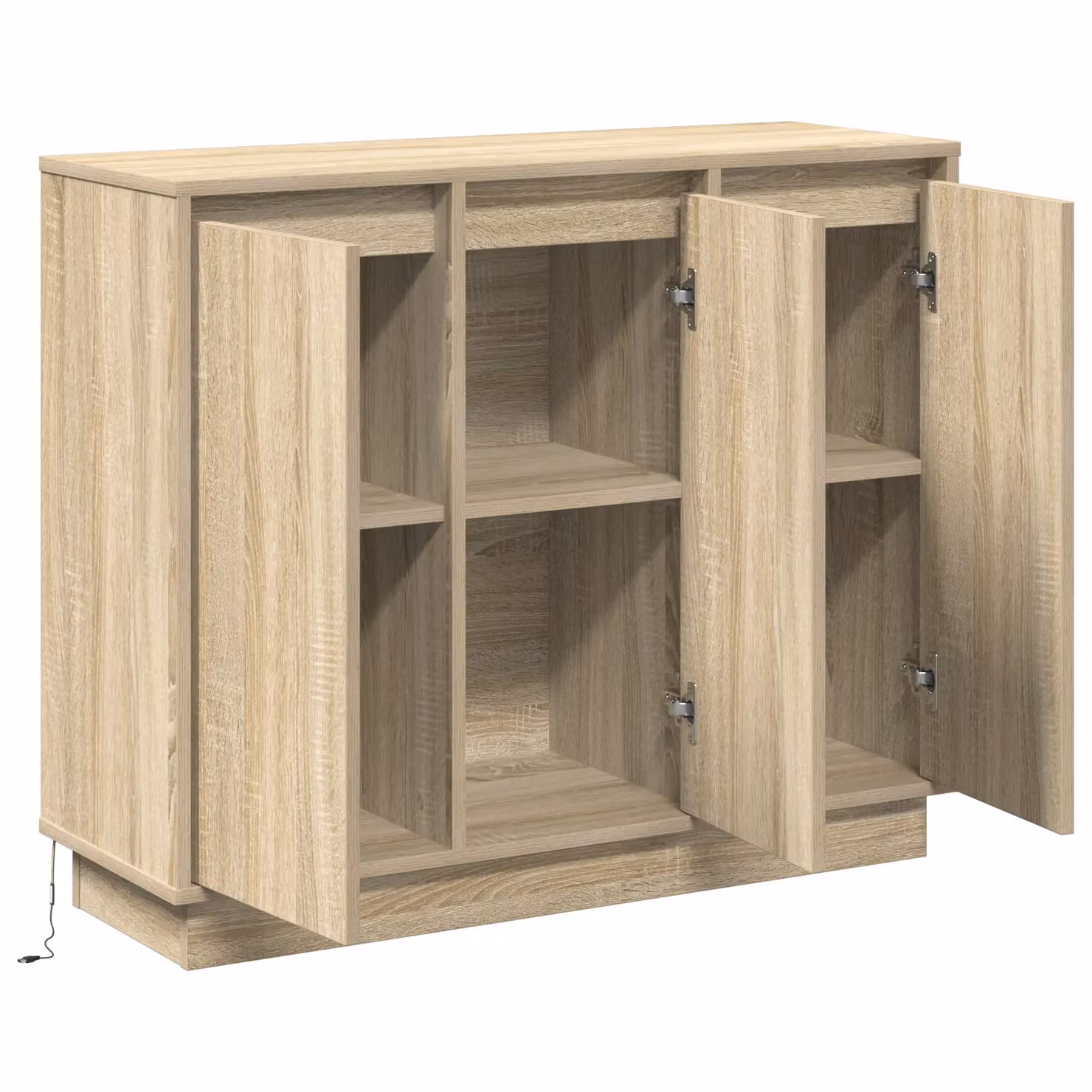 Berkfield Home LED Sideboard in Sonoma Oak, Beige, W/D/H: 90 x 32 x 75 cm – 2
