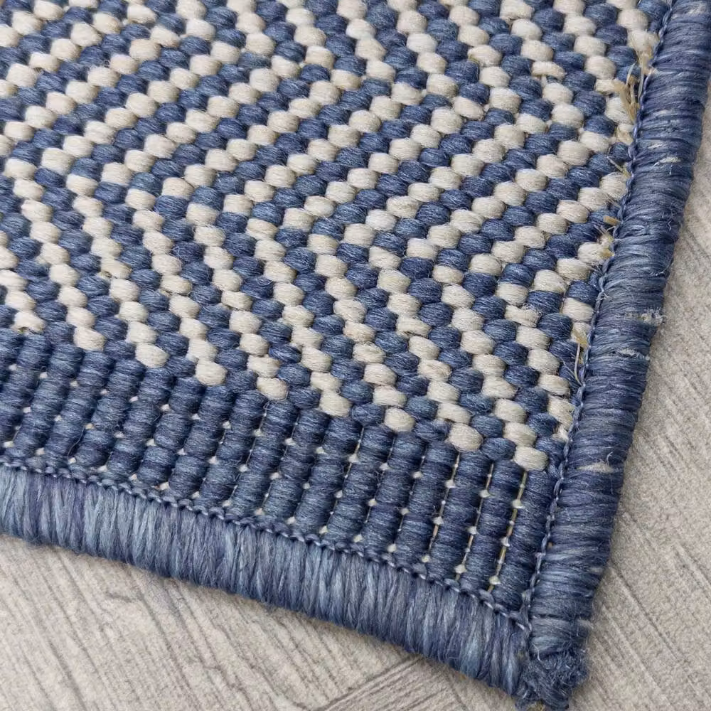runrug Illusion Blue Reversible Indoor/Outdoor Carpet Runner Rug, W: 60 cm, L: 420 cm – 3