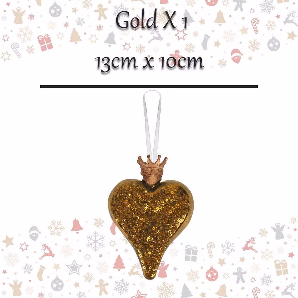 VFM e-Store Gold Christmas Hanging Heart Pendant Decoration W: 13 cm, H: 10 cm – 2