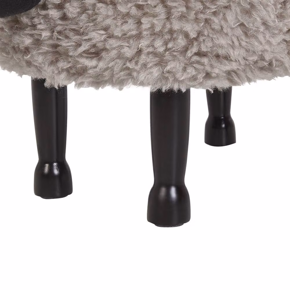 Wyld and Coco Pasture Pals Grey Faux Fur Animal Stool with Hidden Storage for Children – 6