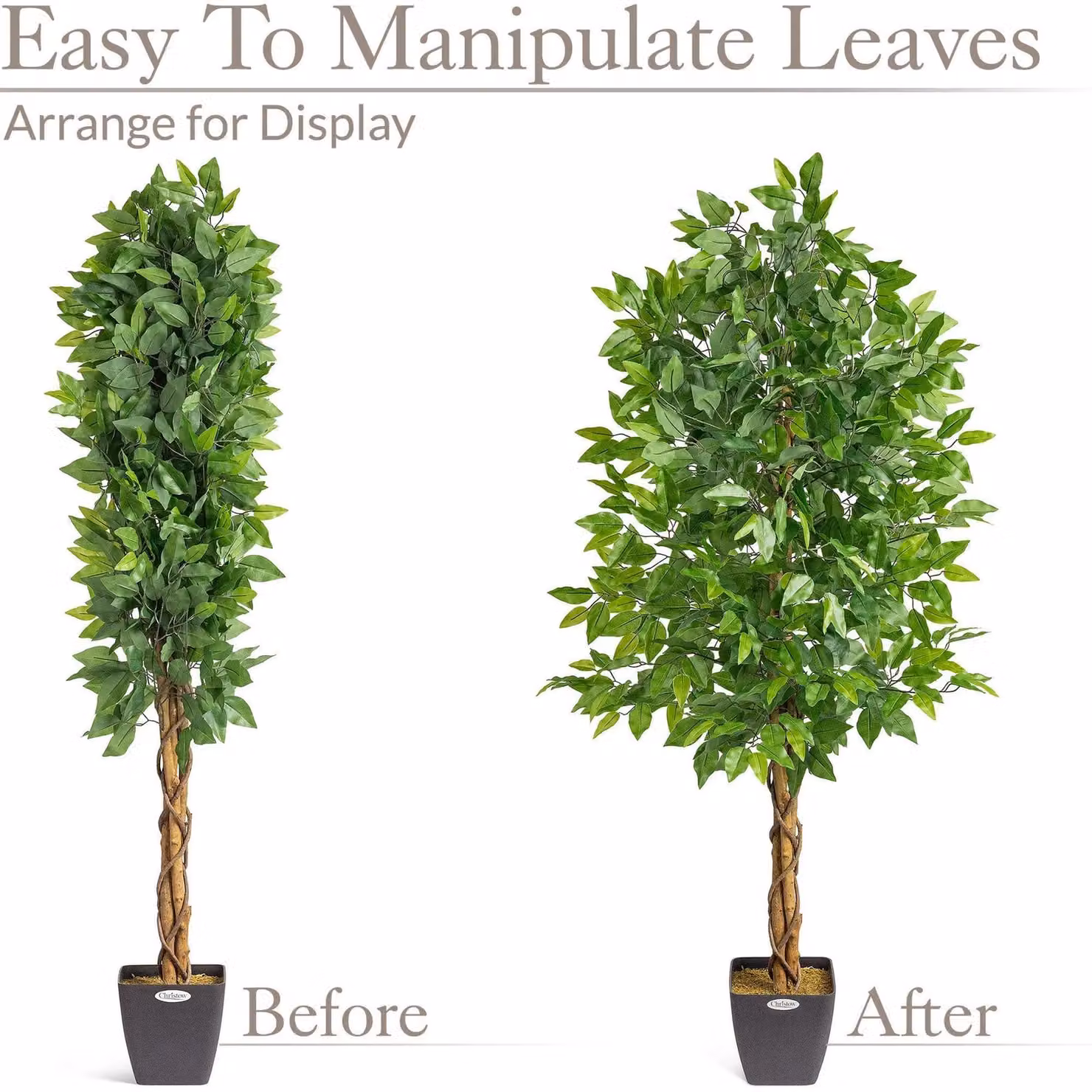Christow Artificial Ficus Tree in Green, Height: 120 cm – 5