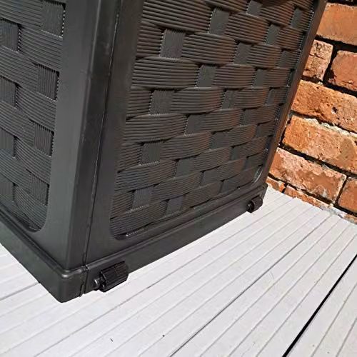 Samuel Alexander 335 Litre Black Rattan Effect Garden Storage Box with Sit on Lid – 4